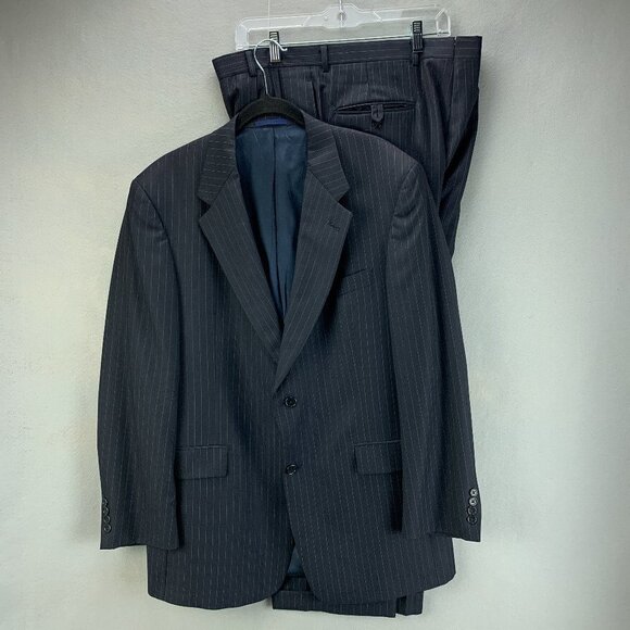 Daniel Cremieux Suit Mens 41R Pants 36 x‎ 28 Blue Pinstripe Loro Piana Wool 2pc - Picture 1 of 14